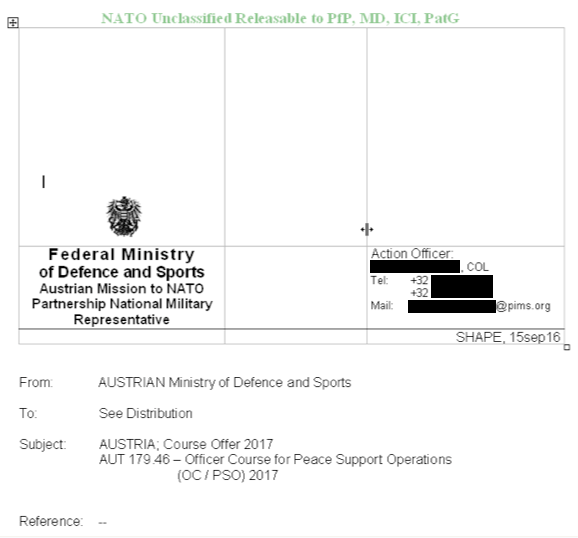 Figure 7. IRON TWILIGHT spearphishing document targeted NATO personnel in late 2016. (Source: SecureWorks)
